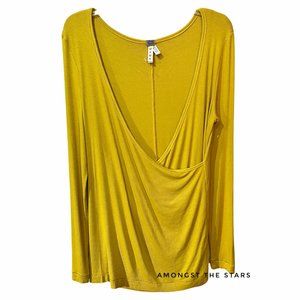 Free People We The Free Mustard Wrap Long Sleeve Top